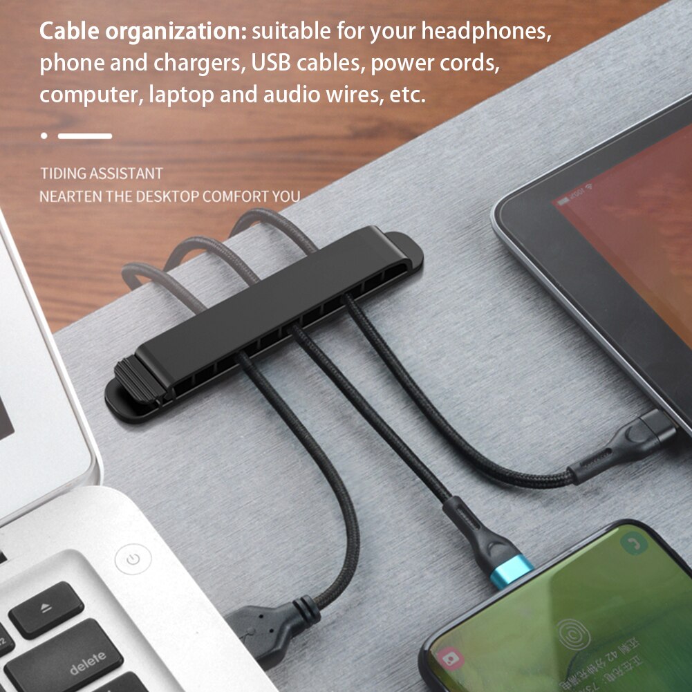 Kabelclip oortelefoon opbergsysteem draadorganizer houder snoerbeheer nachtkastje 11 sleuven opwindbaar bureau plakkerig gereedschap thuiskantoor