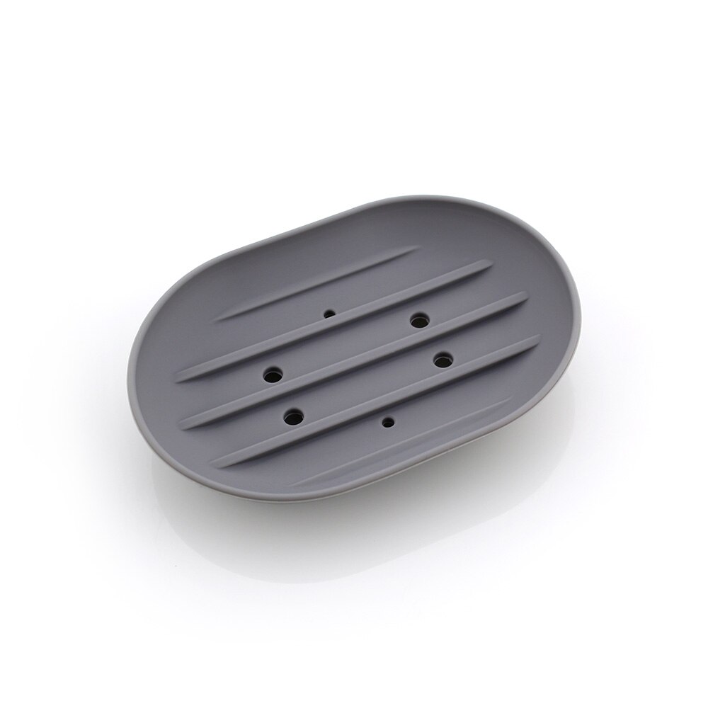 Silicon Kitchen Bathroom Flexible Soap Dish Plate Holder Tray Soapbox Home travel Soap Dishes 9 Colors:  GRAY