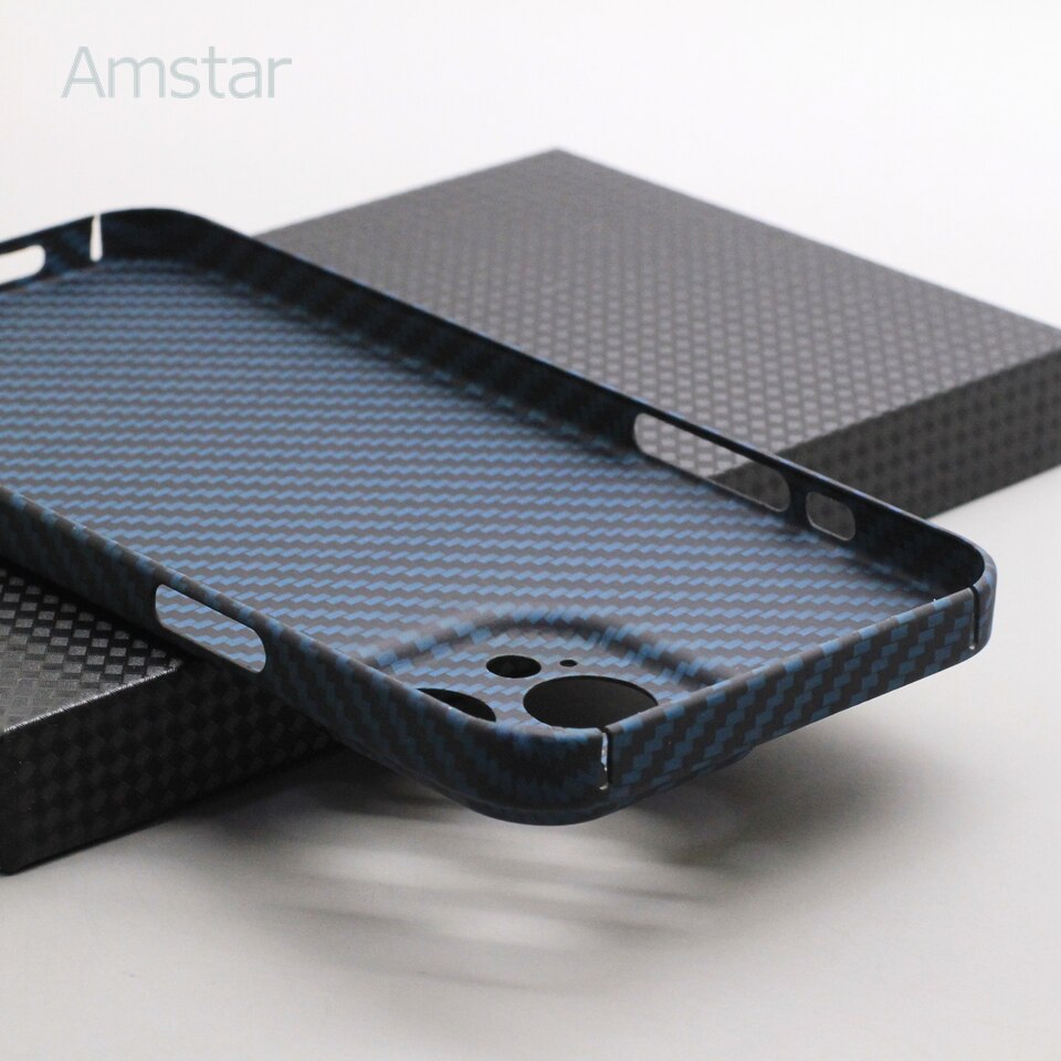 Amstar Navy-Blauw Carbon Fiber Lens Wrap Telefoon Case Voor Iphone 13 Pro Max Ultradunne Aramidevezel iphone 13 Pro Telefoon Cover