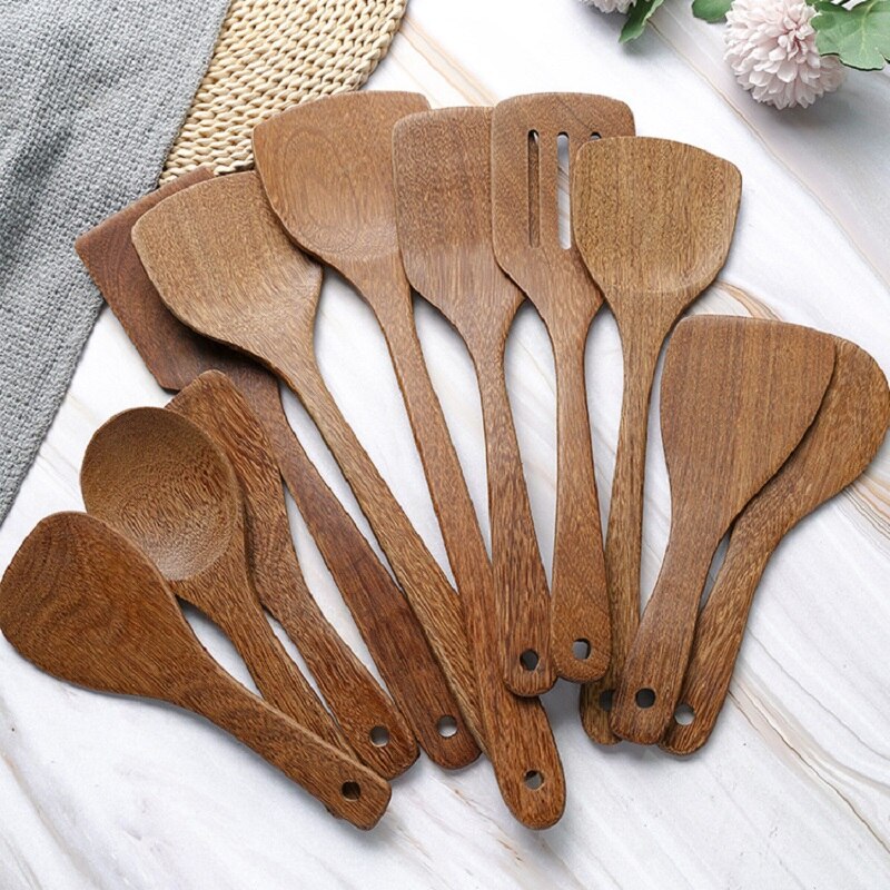 11 Types No-Stick Wooden Shovel Spatula Turner Fried Shovel Cooking Kitchen Utensils Shovel Practical Home Kitchen Tools