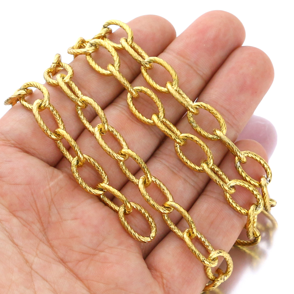 1 Meter Stainless Steel Heavy Oval Cable Chain Bulk Textured Chunky Chains for Punk Rock Jewelry Making Lots Bulk