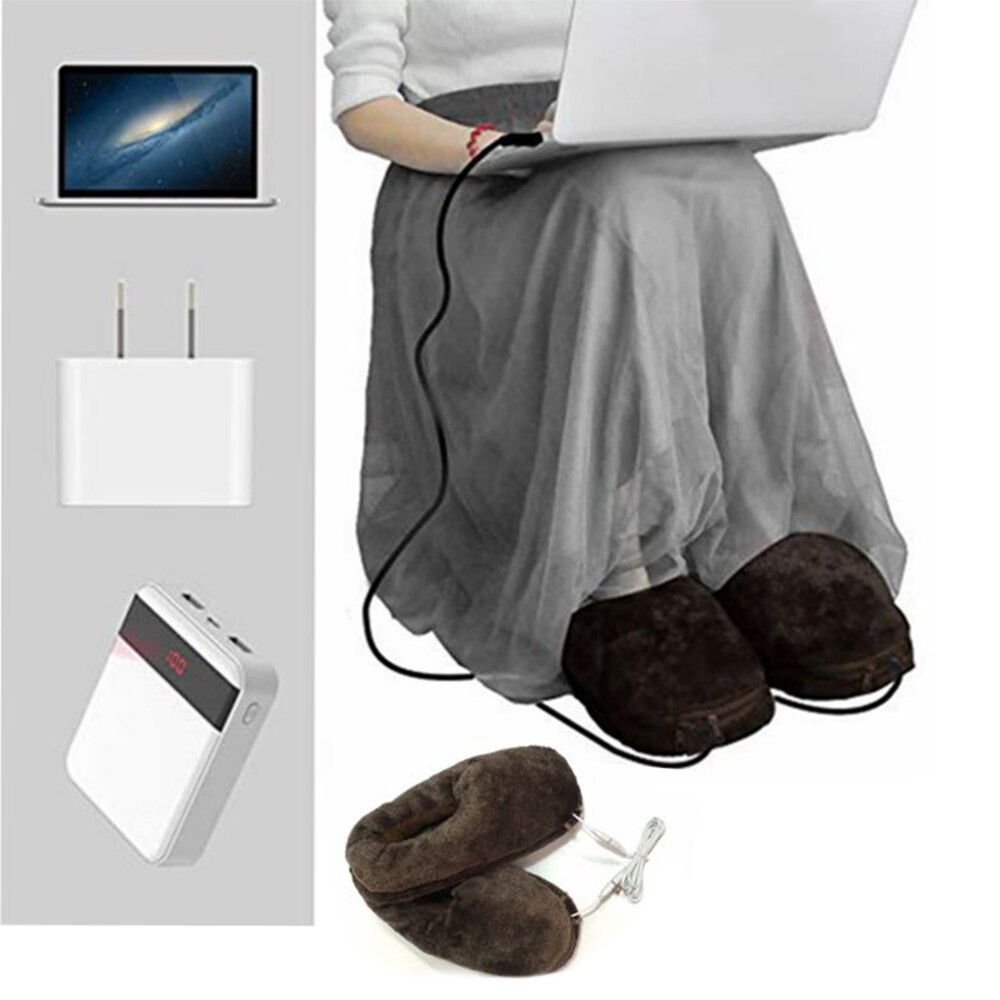USB Electric Heating Warm Boots Shoes Heated Slippers Cold Weather Comfortable Plush Keep Foot Warmer Shoes for Family Office
