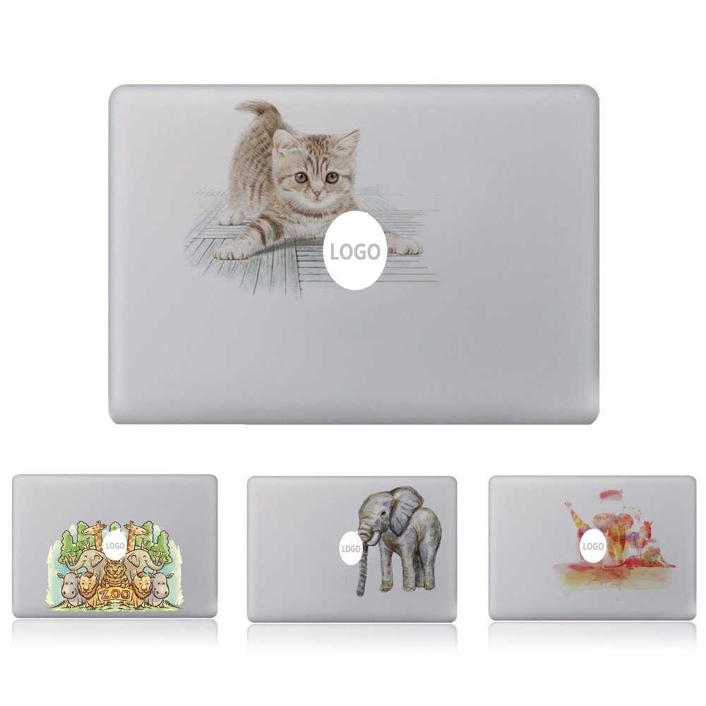 Cute cat elephant Animal kingdom Vinyl Decal Laptop Sticker For DIY Macbook Pro Air 11 13 15 inch Laptop Skin