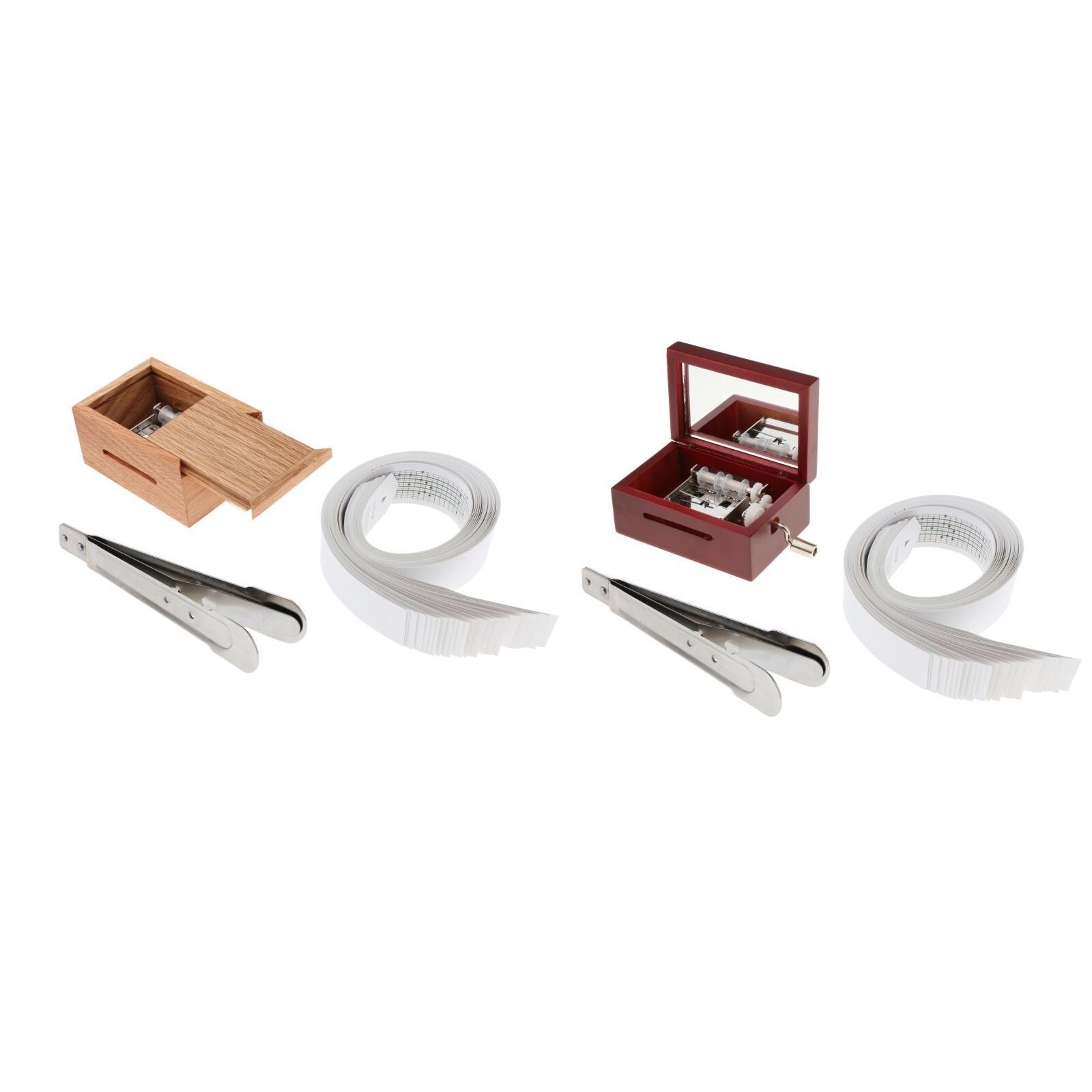 15 Tone Wooden Hand Crank Music Box with Hole Puncher, Music Paper Tape and Blank Paper, Musical for Kids Adult