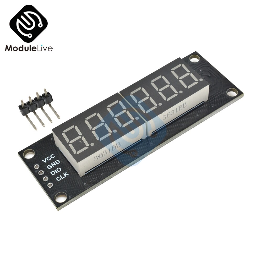 Tm1637 6 bitar 5v digital ledd displaymodul för arduino 7 segment 0.36 tum decimal klocka röd anodrör dubbel prickar modul