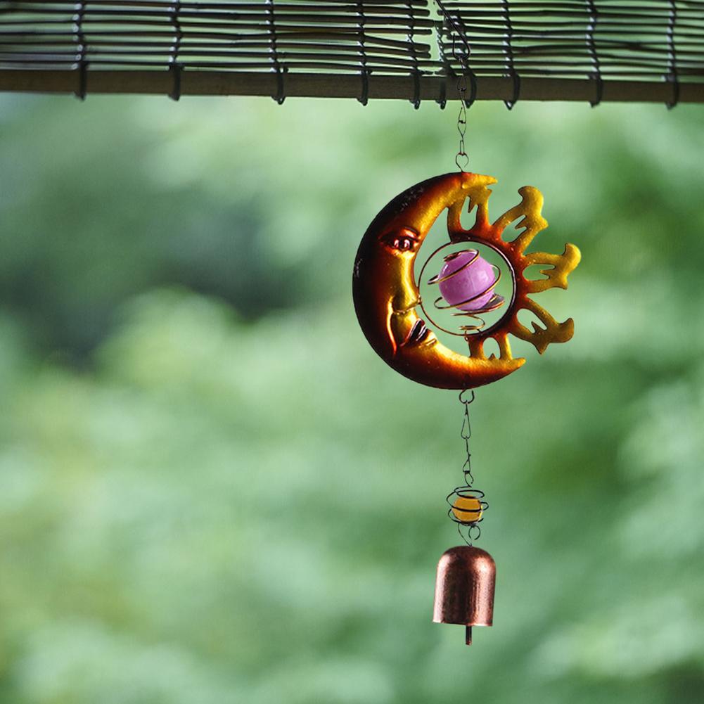 Wind Chimes Sun Moon Earth Wrought Iron Garden Decoration Luminous Pearl Earth Wrought Iron Wind Chimes For Garden Decoration