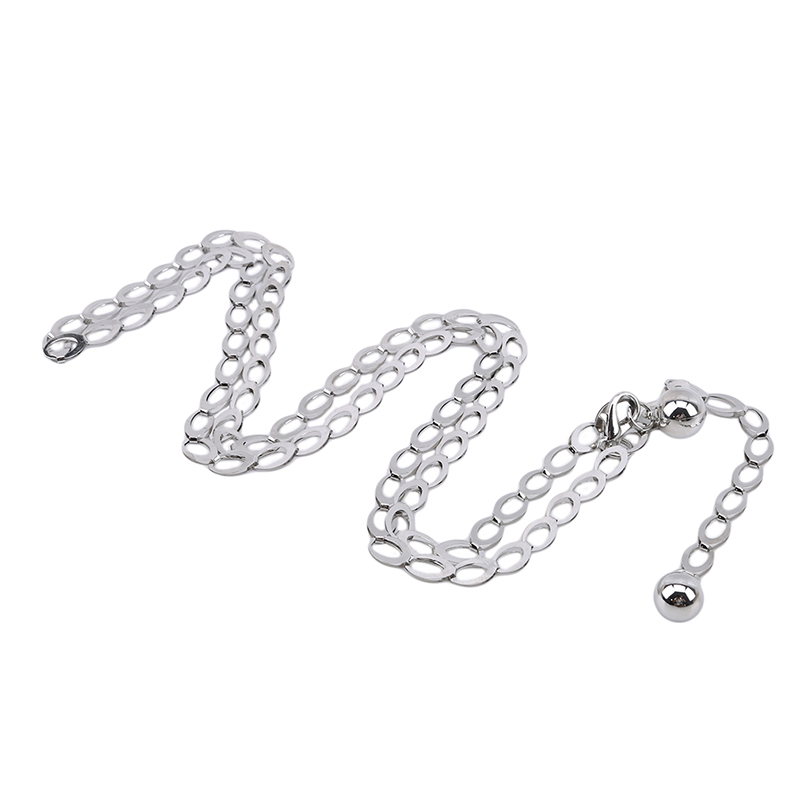 Cadena de cintura con colgante de bola de Metal para mujer, cinturón fino, faja larga de Color dorado y plateado, correa femenina para vestido, falda, pretina decorativa: Plata