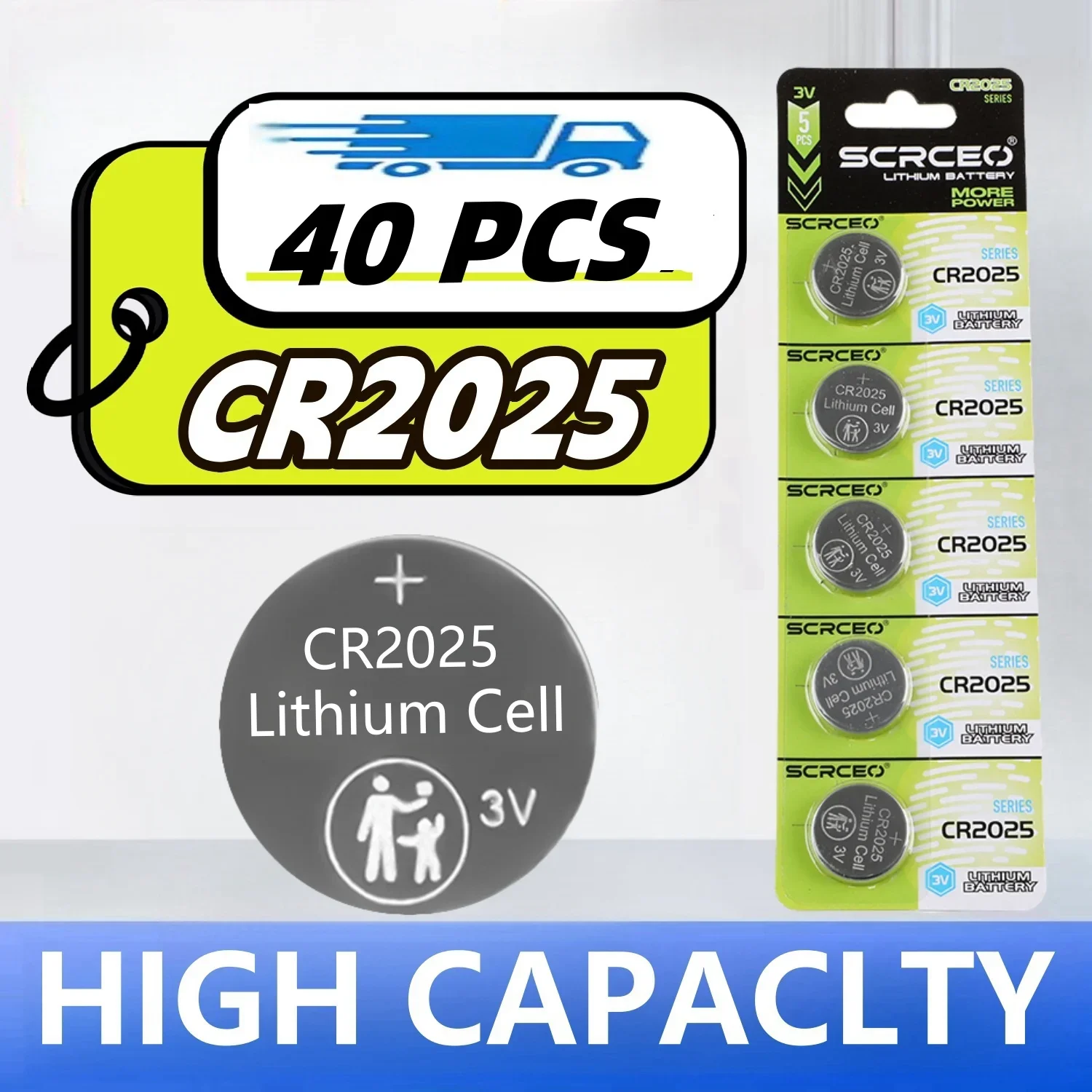 2-50PCS 3V CR2025 CR Lithium Button Battery DL2025 BR2025 5003LC LM2025 Coin Cell Watch Batteries For Toys Clock Computer: Blue