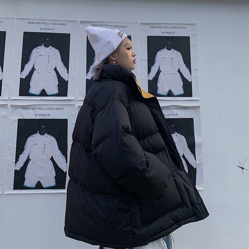 Vinter  -20 ℃ oversize jakke kvinde frakke patchwork vindjakke kvinder polstret lynlås outwear parka tyk streetwear overfrakke varm