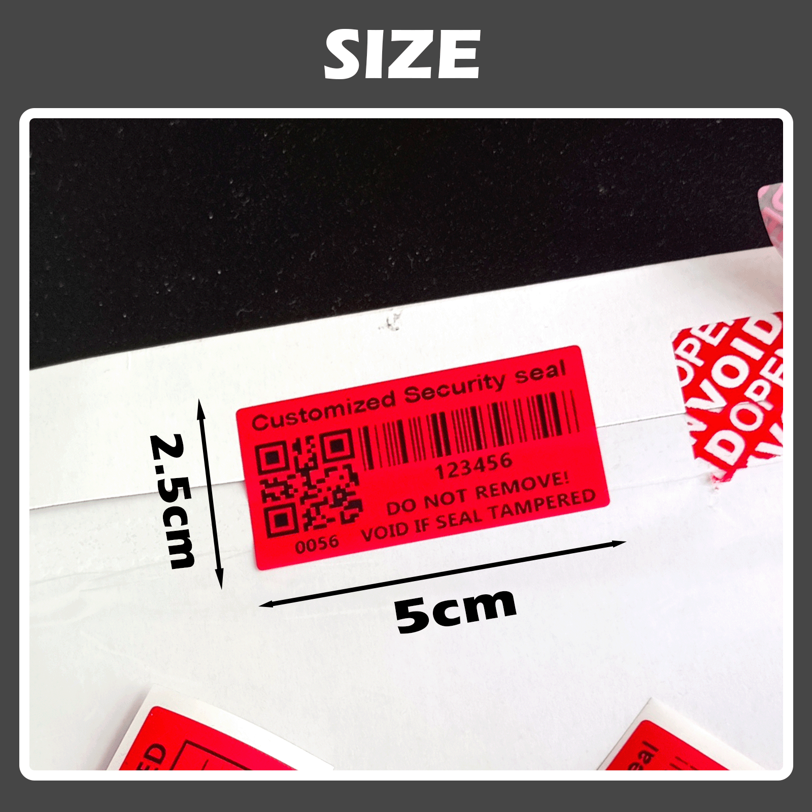 Customizable Red Security Seal Labels tamper-proof sticker Unique Serial Numbers-Void if Tampered Custom content
