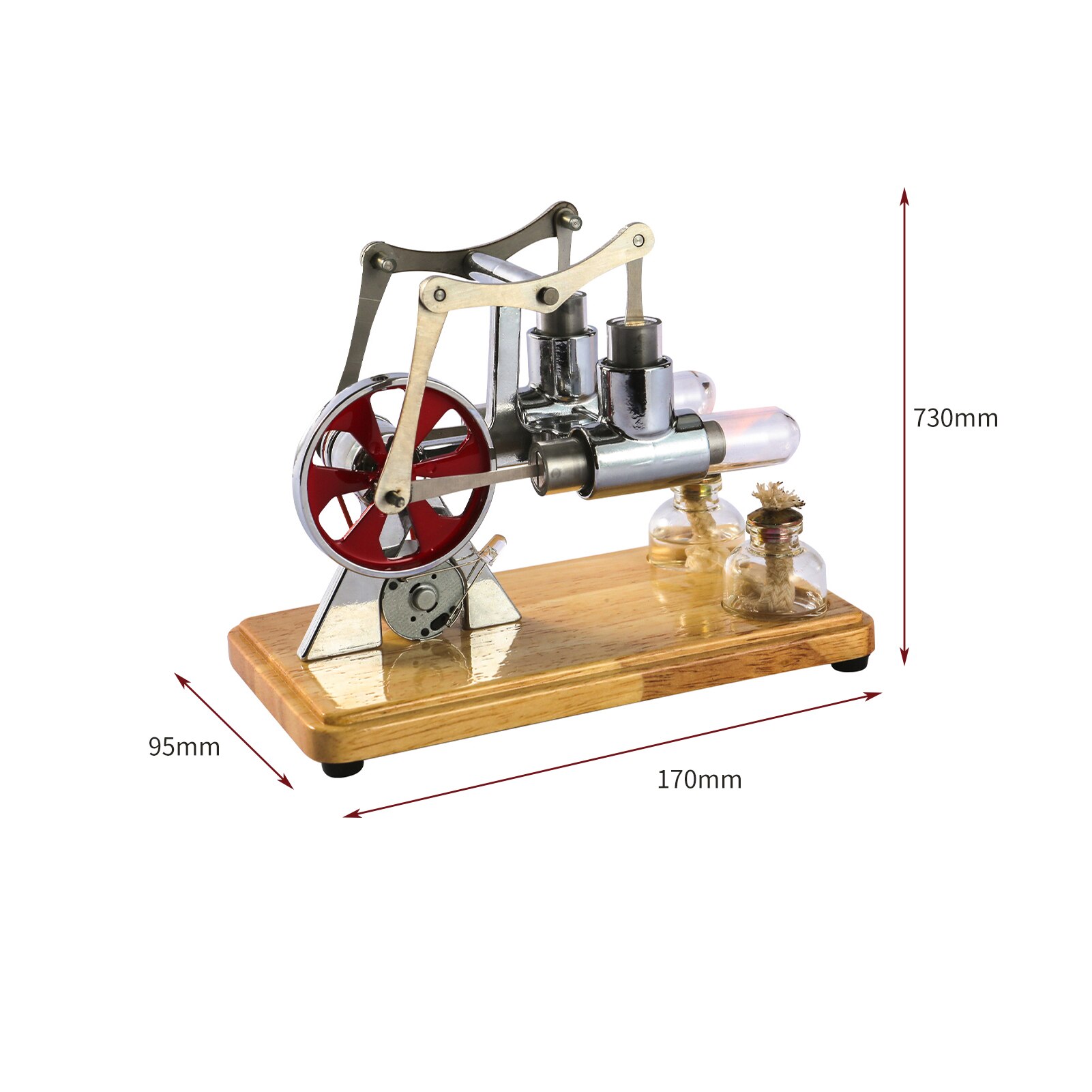 Stirling Motor- Bausatz Heißer Luft Motor- Modell Physikalische Dual Motor- Generator Modell mit LED Licht Schwungrad DIY Bildung Spielzeug