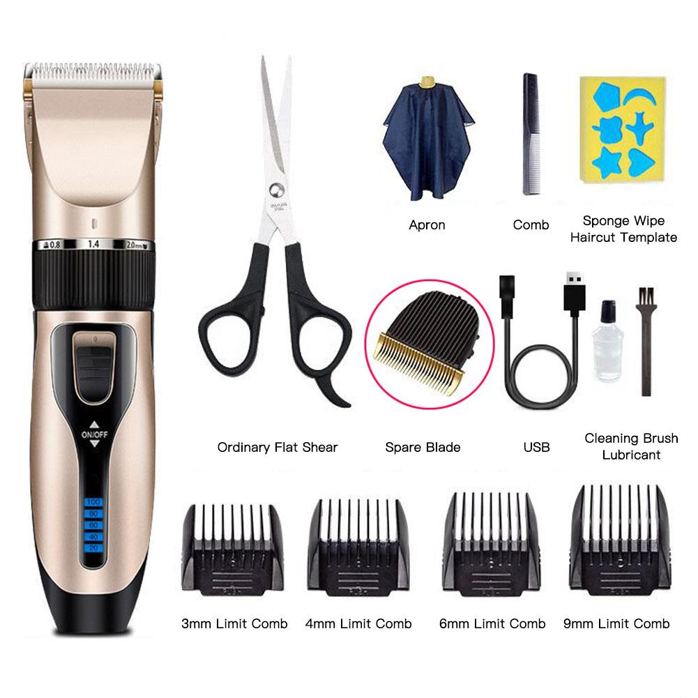 Electric Hair Clipper Kit Rechargeable Adult Child Hair Trimmer Kit Grooming Tool Comb Clippers Machine: B