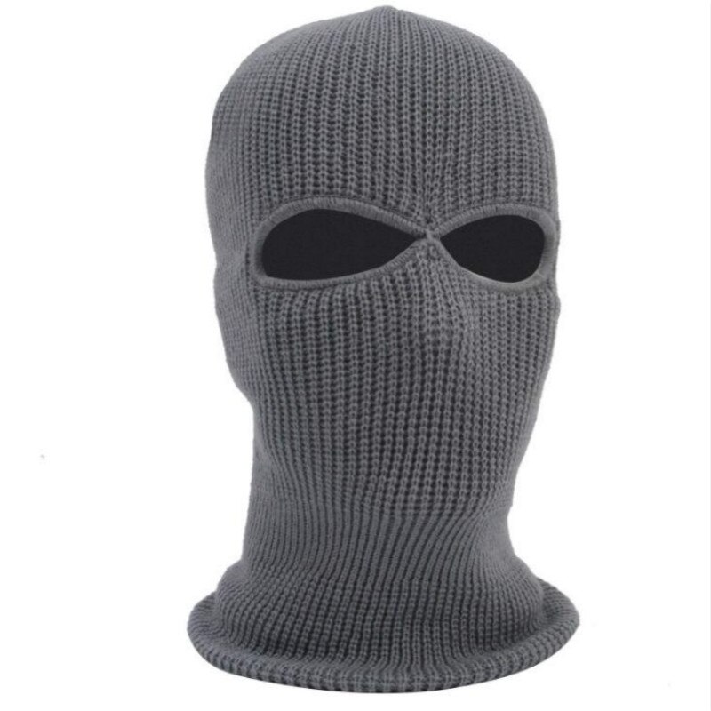 Vinter balaclava 2/3 skrog helmaske lokk strikking motorsykkel ansiktsskjerm utendørs ridning ski fjellklatring hodetrekk: Grå