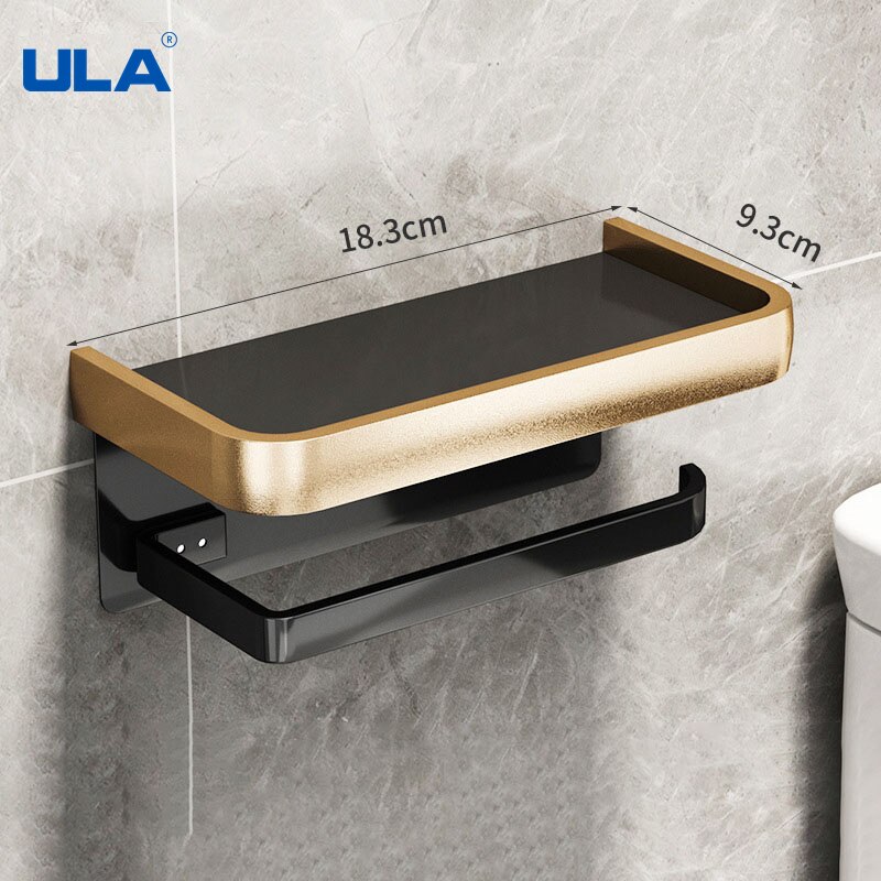 Stainless Steel Toilet Paper Holder Bathroom Wall Mount WC Paper Phone Holder Shelf Towel Roll Shelf Tissue Towel Dispenser: style G gold