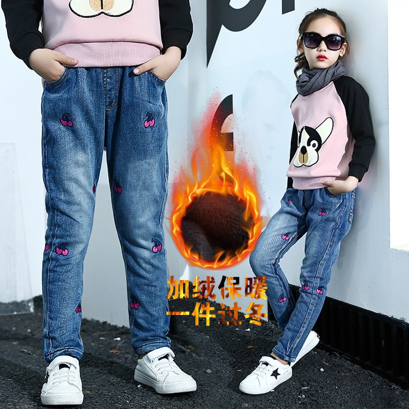 Kinderen denim Broek meisjes verdikte jeans baby kids cartoon leggings winter kinderkleding meisje katoen potlood broek
