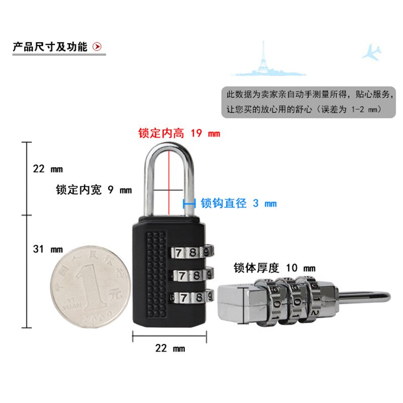 Cijferslot klein hangslot zinklegering reisbagage klein slot