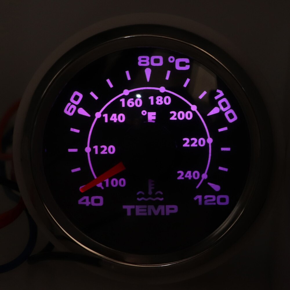 Water Temperature Gauge 52mm 40-120 Degree Water Temp Meter Auto Device Sending Unit For Car Ship Motorcycle Marine Boat