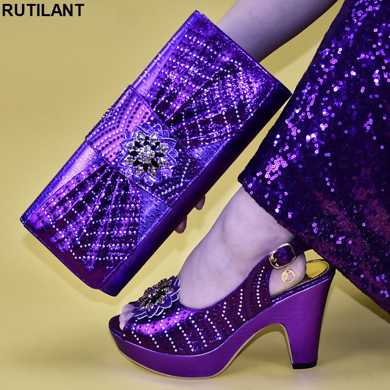 Neue Italienische Damen Schuhe und Taschen Zu Entsprechen Set Frauen Italienische African Party Pumpt Schuhe und Tasche Plus Größe Schuhe frauen Ferse Party