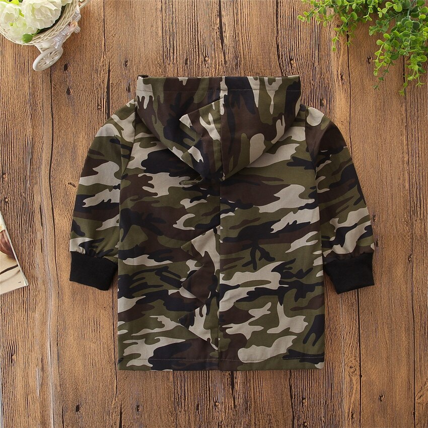 Jongen Jas Herfst Winter Casual Kid Baby Boy Camouflage Jas Rits Jas Top Hooded Uitloper 1-5Y