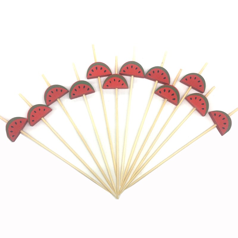 100 stk 12cm flamingo hjerte perle bambus plukke buffet cupcake frukt gaffel fest dessert salat pinne cocktail spyd til bryllup: Vannmelon