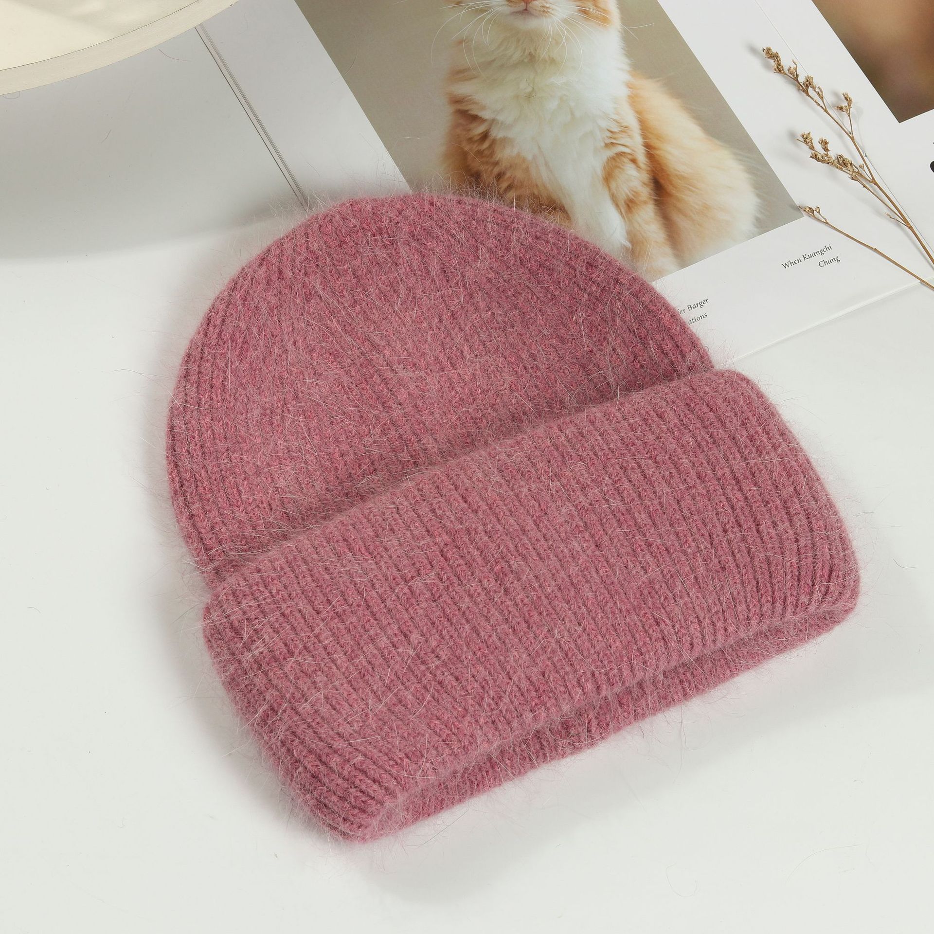 Vrouwen Hoeden Winter Gebreide Hoed Angola Konijnenbont Beanie Bonnet Meisje Hoed Herfst Vrouwelijke Cap Warm Houden mode Caps: 11