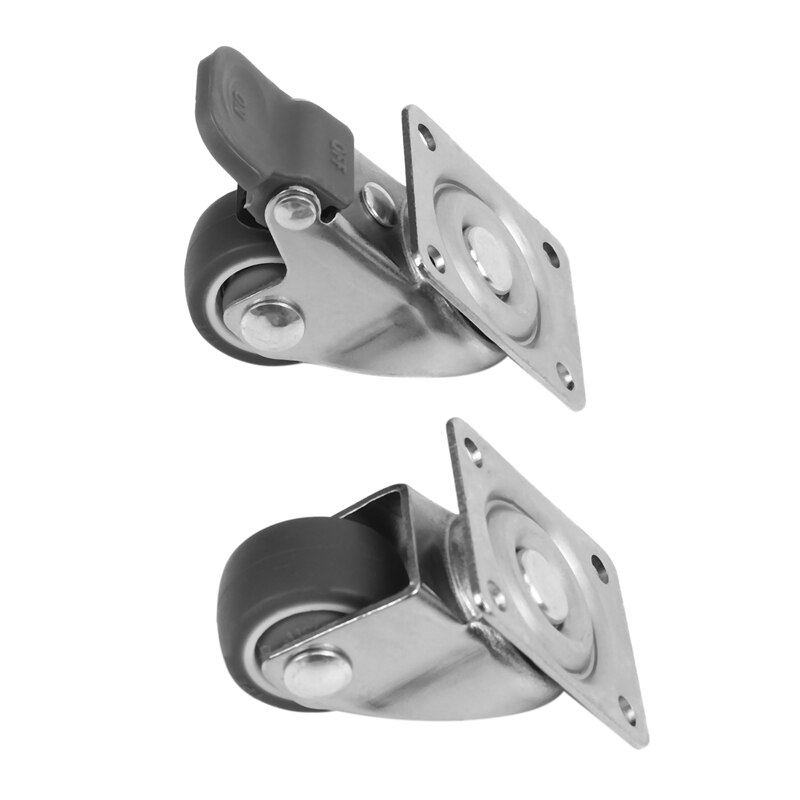 12 Pack 1 Inch Low Profile Casters Wheels Soft Rubber Swivel Caster with 360 Degree Top Plate 100 Lb Total Capacity