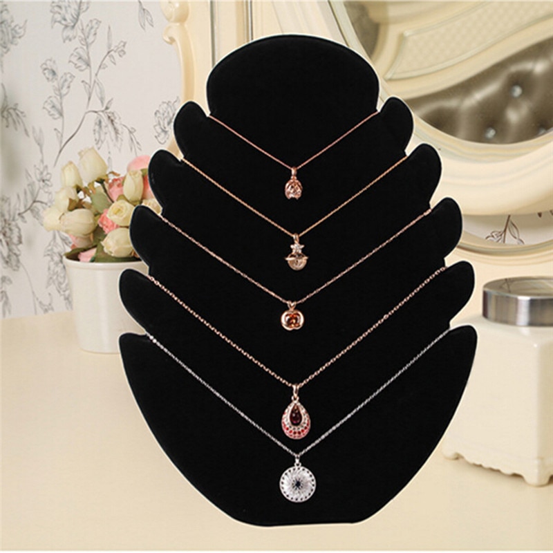 1pc Multi-functional Necklace Jewelry Pendant Chain Display Holder Stand Velvet Easel Organizer Rack Women Jewelery Storage