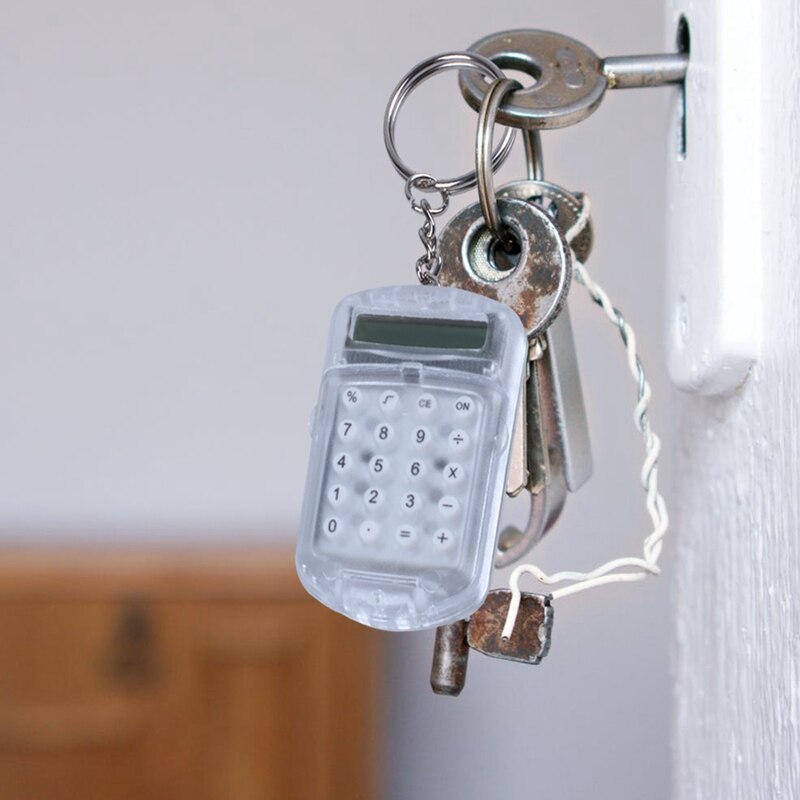 Clear Plastic Casing 8 Digits Electronic Mini Calculator w Keychain
