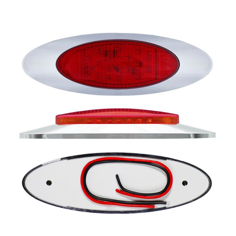 Luces laterales rojas de 6,5 &quot;para remolque y camión, luz ovalada impermeable, señal de giro, 12V, 2 piezas, 16LED