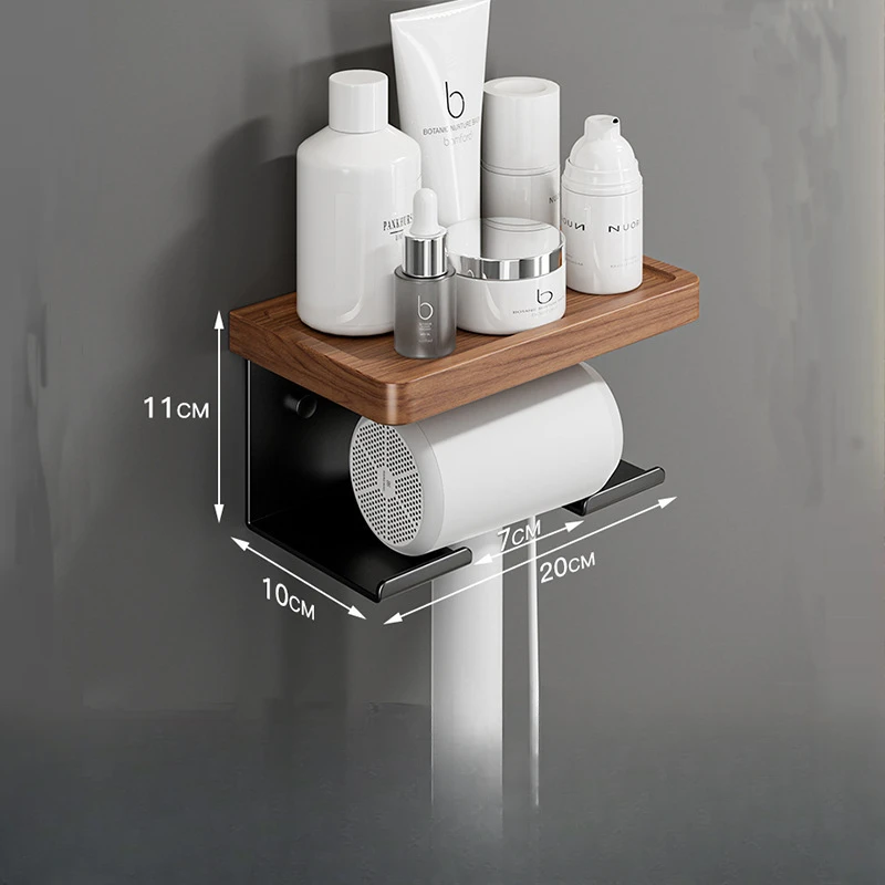 Haardroger Standaard Voor Badkamer, Haardroger Houder, Hout Föhn Houder, Haargereedschap Styling Organizer Voor Badkamer, Blazer Houder: Donker Kaki