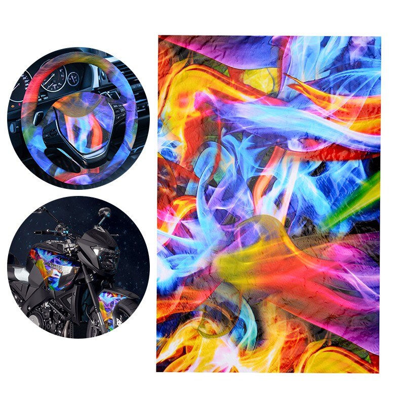Rainbow Flames Hydrographic Film Water Transfer Printing Film Hydro Dip Film 50cmX100cm