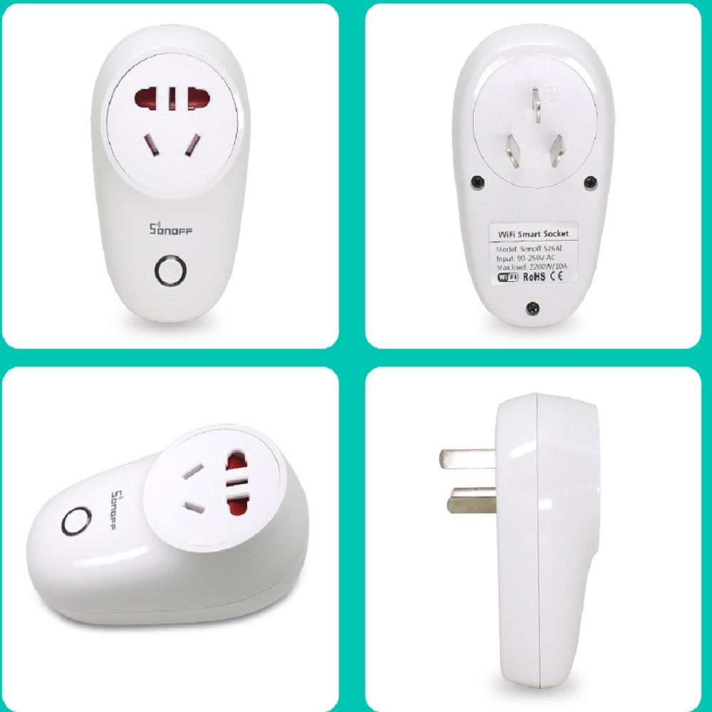 Sonoff  s26/ mini/basic wifi smart socket trådløs stikkontakt eu-e/eu-f/uk/us /au 220v 10a arbejde med google home automation alexa: S26 cn
