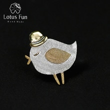 Lotus Fun Real 925 Sterling Silver Natural Handmade Fine Jewelry Lovely Gentleman Bird Brooches Pin Broche For Women