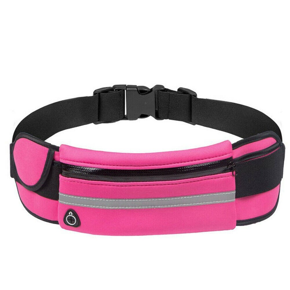 Women Men Unisex Sports Waist Pack Casual Running Belt Gym Waist Pouch Runners Bum Bag Jogging Phone Holder: Rose Red