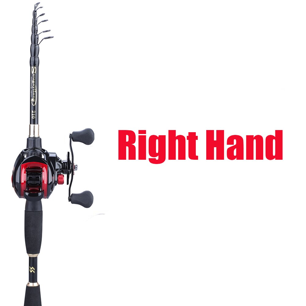 Sougayilang 1.8-2.4m teleskopisk casting fiskeri combo bærbar ultralet stang og fiskehjuls fiskegrej med 7.1:1 gearforhold: Hvid / 2.4 m