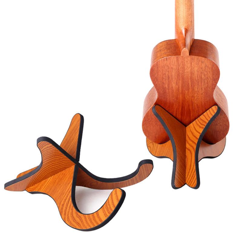 Wooden Ukulele Holder Folded Guitar Vertical Holder EVA Anti-collision Adhesive Strip Bass Violin Collapsible Stand
