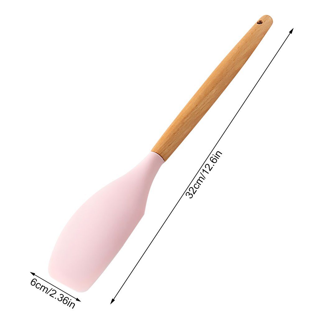 Wooden Handle Silicone Cooking Utensils Kitchen Utensil Set Non-stick Spatula Scraper Soup Spoon Brush Egg Beater Kitchen Tools: Scraper