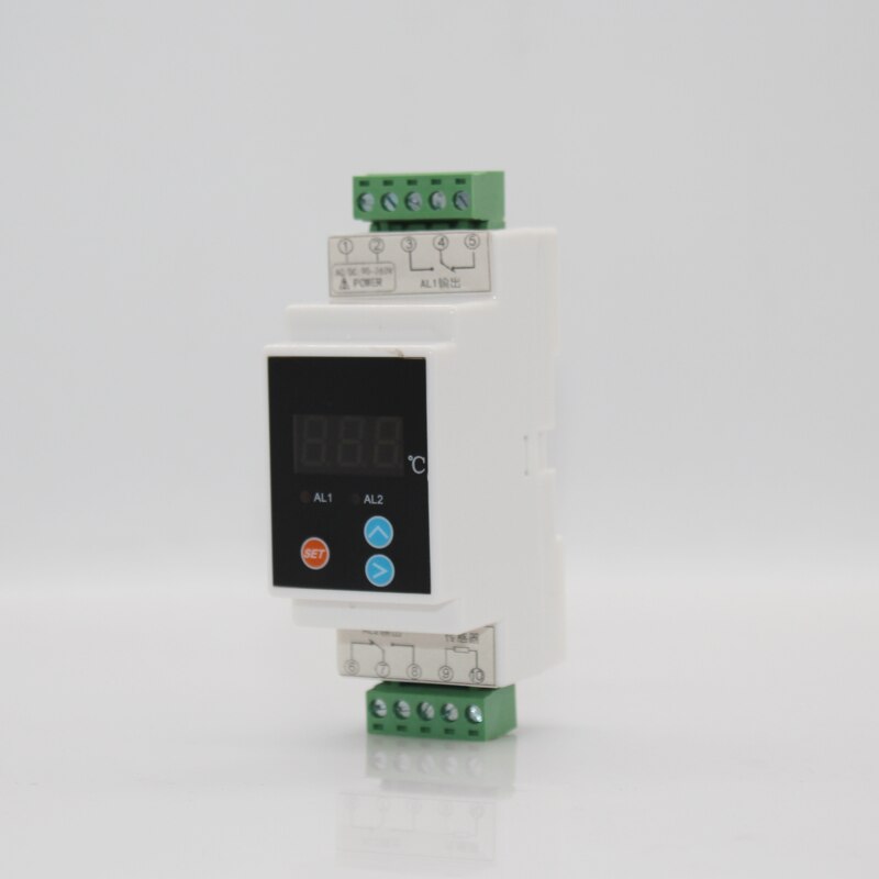 -40~110'C din thermostat with sensor high temperature alarm and low temperature alarm 2 alarm relay NO NC COMMON output