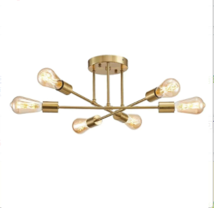 Lámpara de techo Led de múltiples cabezales de hierro forjado nórdico de 6 luces, lámpara de araña de estilo Industrial (bombilla no incluida): Azul