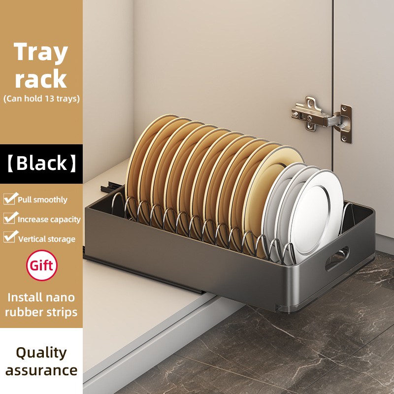 Under Sink Basket Plate Drain Rack Cabinet Storage Rack Pull out Cabinet Organizer Kitchen Slide Out Pantry Shelf Drawer Storage: Light Grey