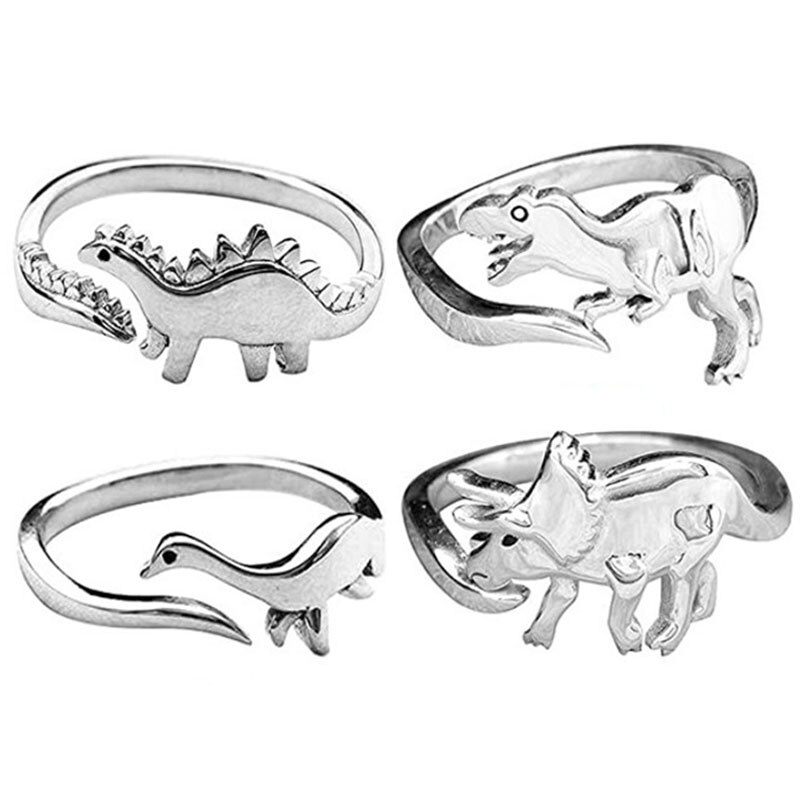 Dinosaurier Ringe Tyrannosaurus Stegosaurus minimalistisch Netter Ebene Ring Männer Frauen modisch Schmuck Einstellbar Größe