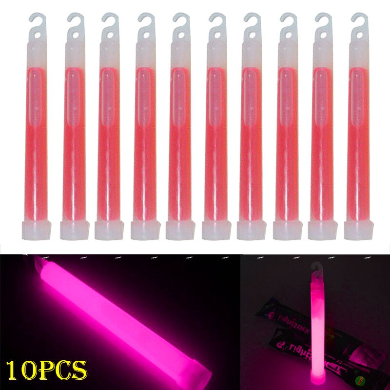 Barra luminosa de 6 pulgadas para productos químicos, barra de luz multicolor para decoración de emergencia, acampada, fiestas, clubes, suministros químicos fluorescentes, 10 unids/lote: Rosa
