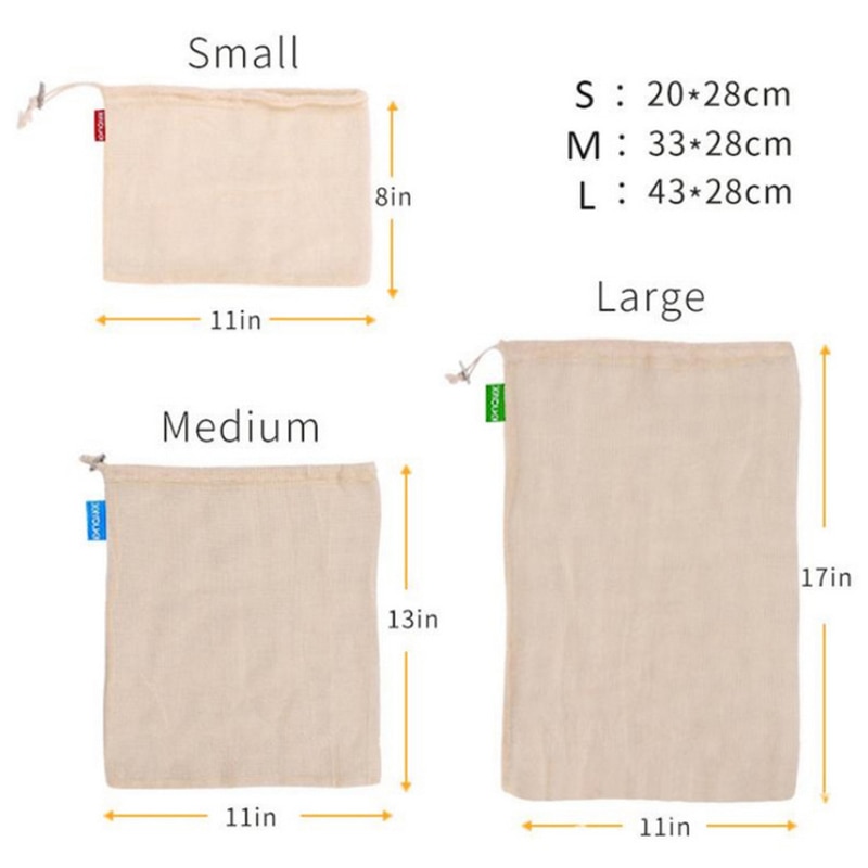 Natural Organic Cotton Mesh Production Of Shopping Bag Reusable Bags For Fruits And Vegetables Washable Eco-friendly Fruit Mesh