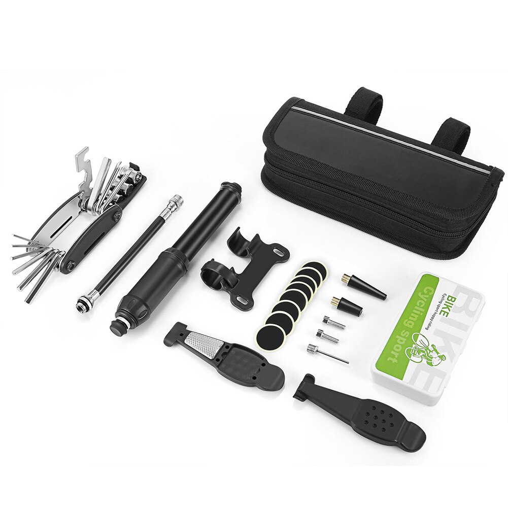 Bicycle Repair Bag Bicycle Tire Pumps Multi-tool Portable Patches Fixes Maintenance Bike Repair Tool Set XD88