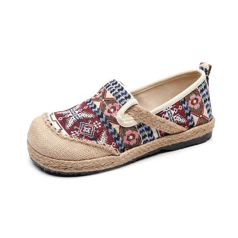 SONDR bordado vintage casual mujeres zapatos chinos planos slip on zapatillas mujer primavera y otoño oxfords punta redonda ayakkabi: red / 5