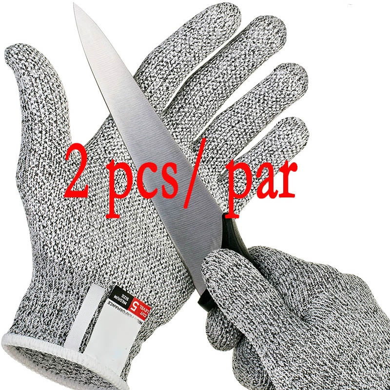 2 stks Anti-cut Handschoenen Veiligheid Cut Proof Steekwerende Roestvrij Staaldraad Metalen Mesh Keuken Butcher Cut- slip Handschoenen