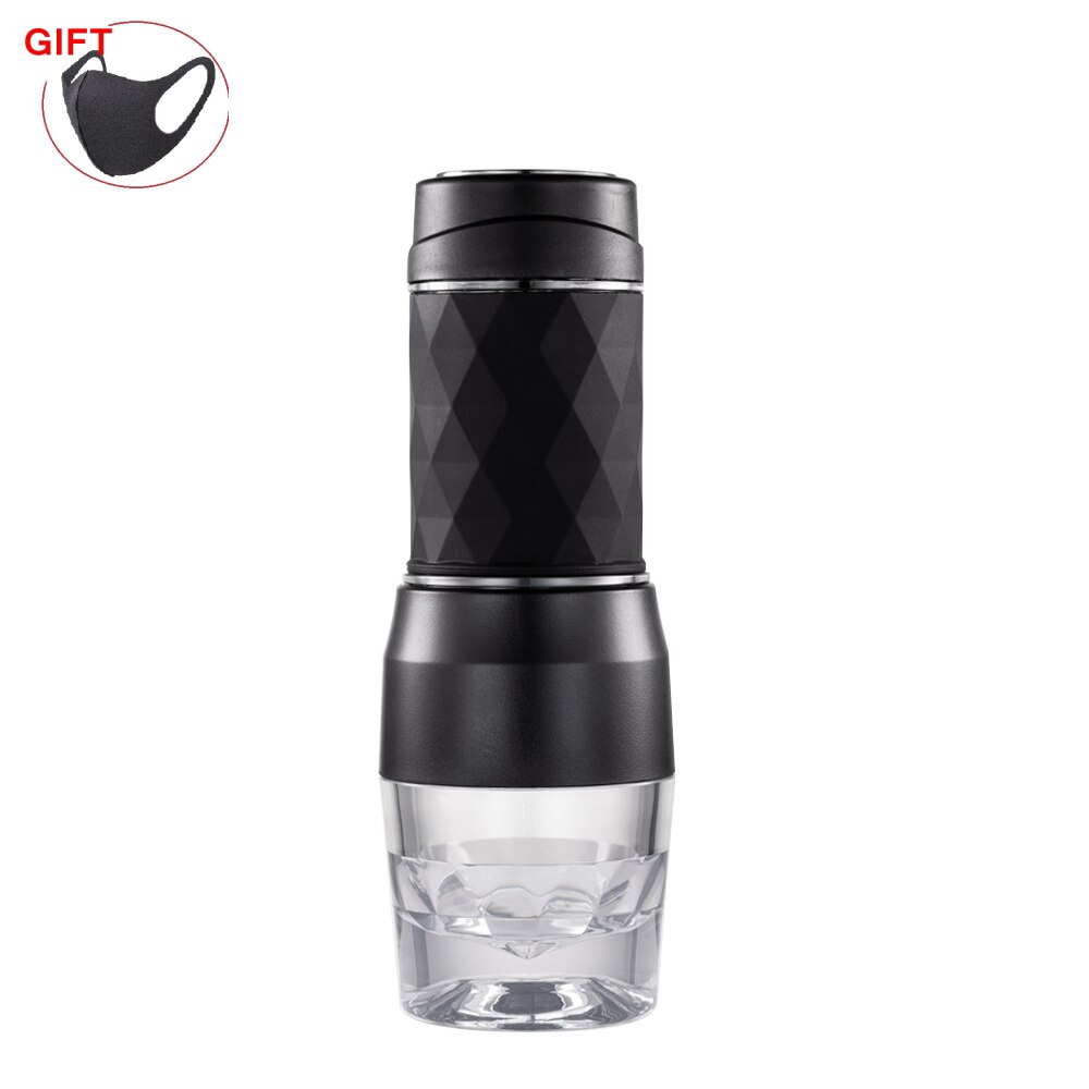 Mini koffiezetapparaat, handmatig, draagbaar, stijlvol, roestvrij staal, draagbaar, koffie- en theezetapparaat, antislip, poedermaker: Zwart