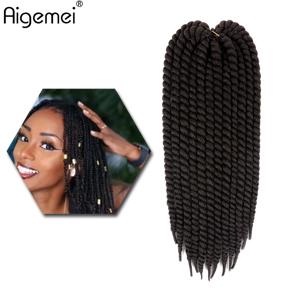 Aigemei havane Mambo torsion Crochet tresses de cheveux 22 pouces pour les femmes synthétique haute température résistant à la chaleur fibre