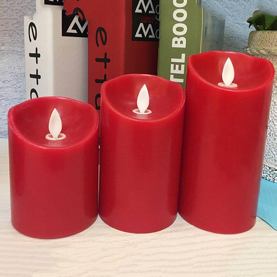 Battery operated flameless red candle with swing wick dancing flame,Religious Activities led wax candle,Halloween led candle