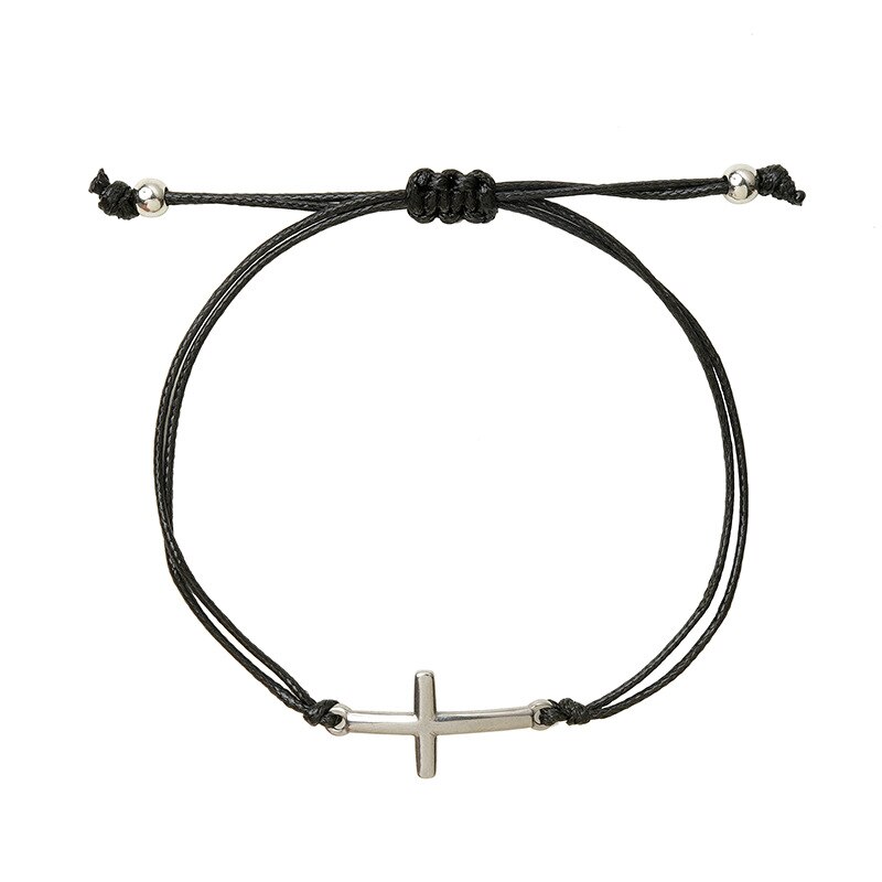 Handmade Edelstahl Kreuz Charme Wachs Schnur Geflochtene Karte Armband